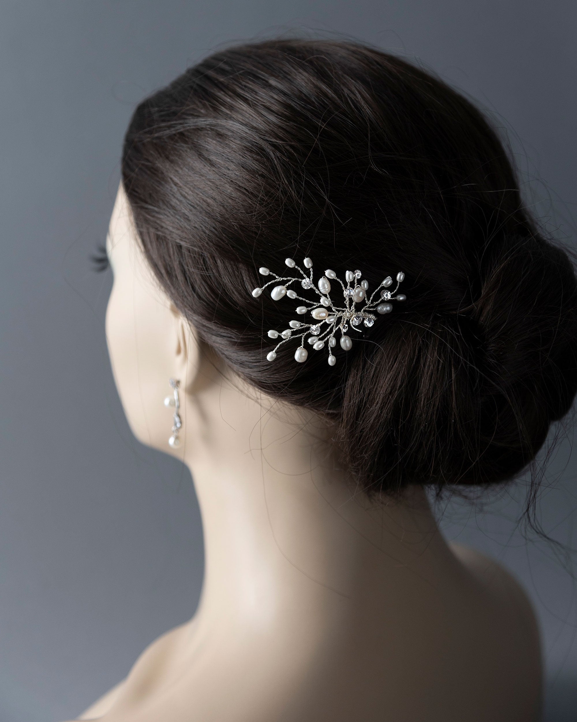 Ivory Cultured Pearl and Crystal Bridal Hair Pin