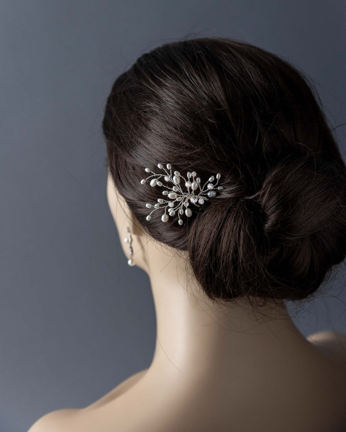 Ivory Cultured Pearl and Crystal Bridal Hair Pin