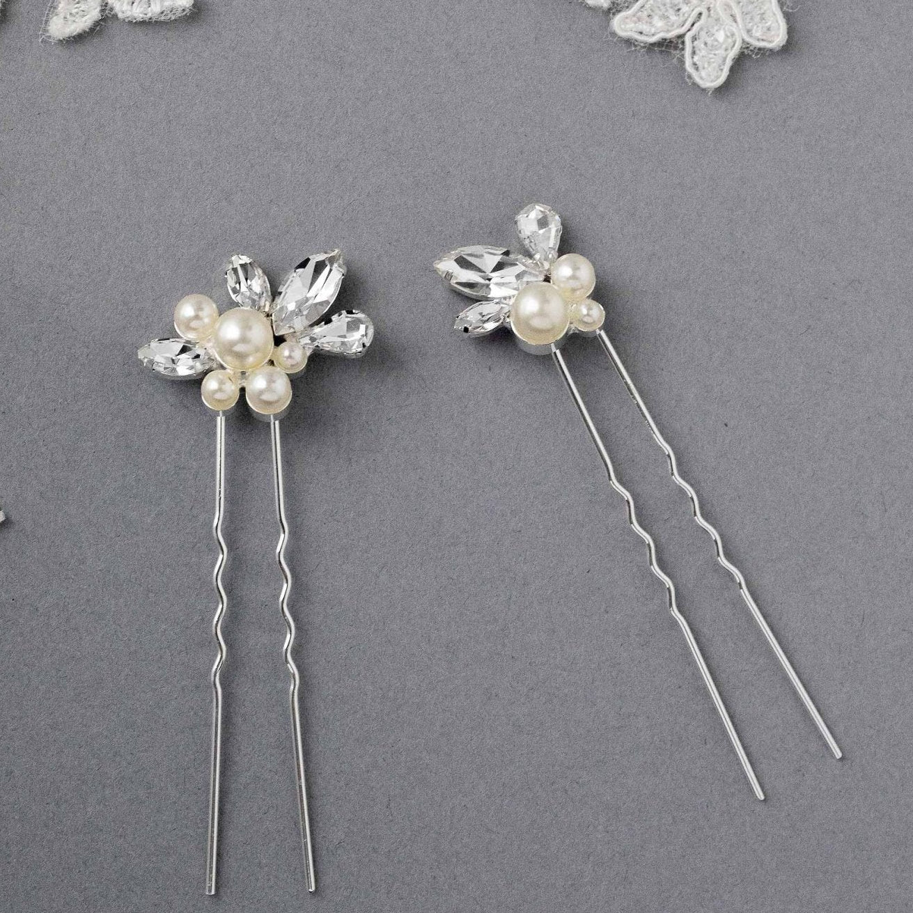 Wedding Hair Pin Set of Rhinestones and Pearls - Hair Pins - Cassandra Lynne