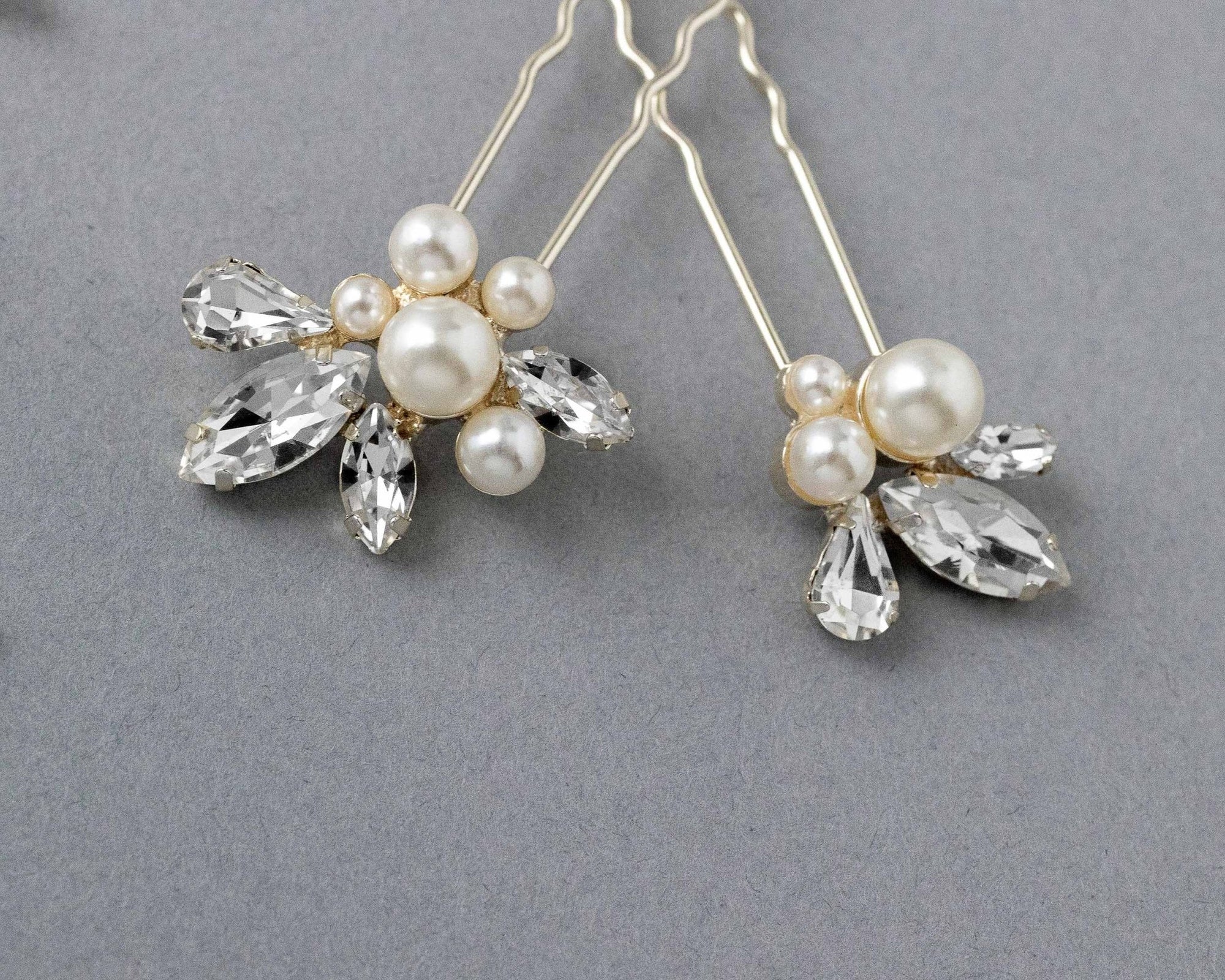Wedding Hair Pin Set of Rhinestones and Pearls - Hair Pins - Cassandra Lynne