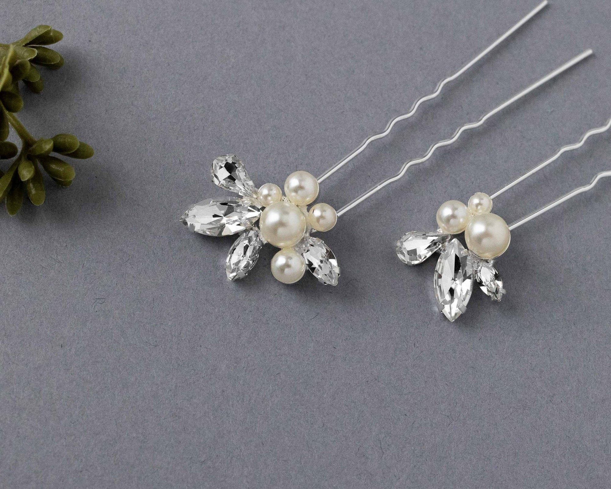 Wedding Hair Pin Set of Rhinestones and Pearls - Hair Pins - Cassandra Lynne