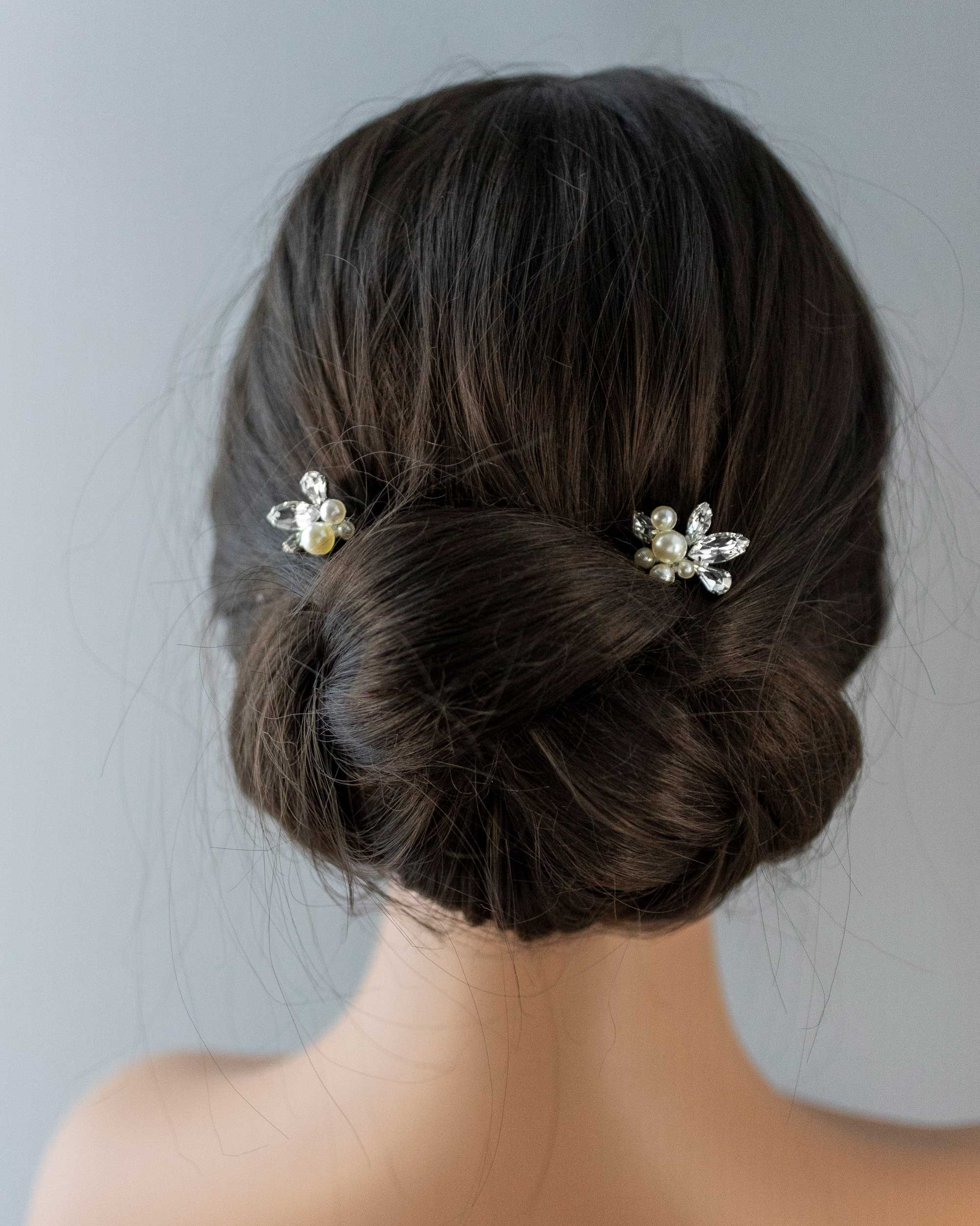 Wedding Hair Pin Set of Rhinestones and Pearls - Cassandra Lynne