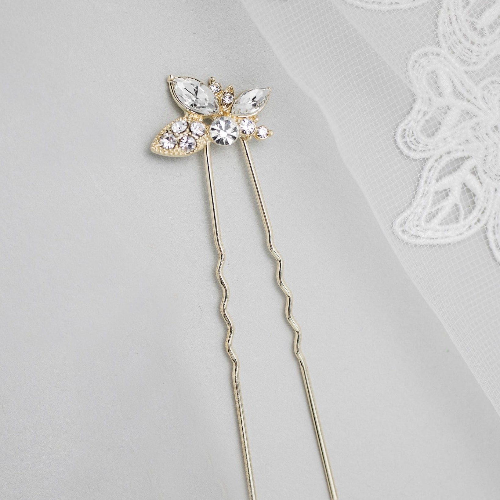 Wedding Hair Pin with Elegant Marquise Jewels - Hair Pins - Cassandra Lynne