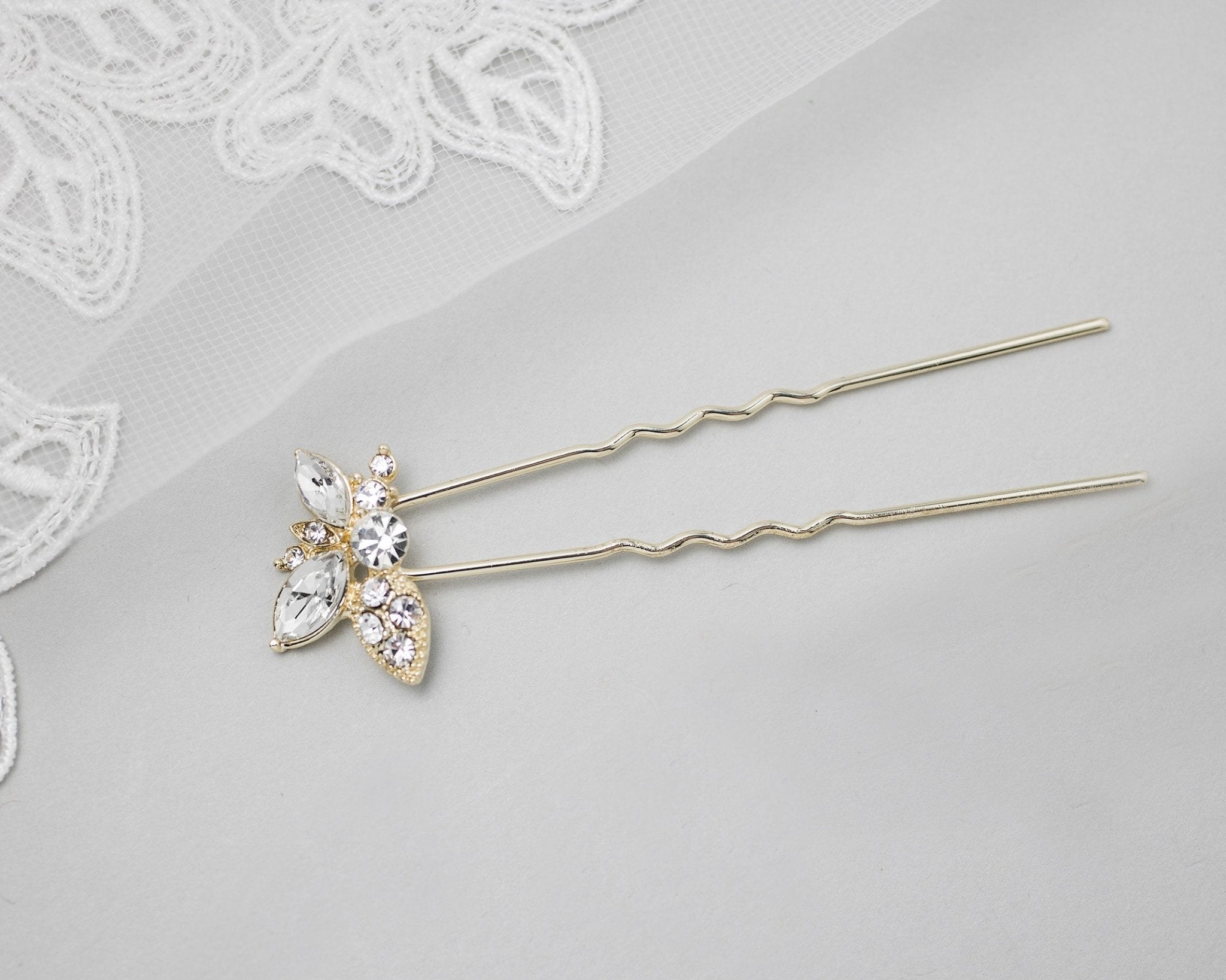 Wedding Hair Pin with Elegant Marquise Jewels - Hair Pins - Cassandra Lynne