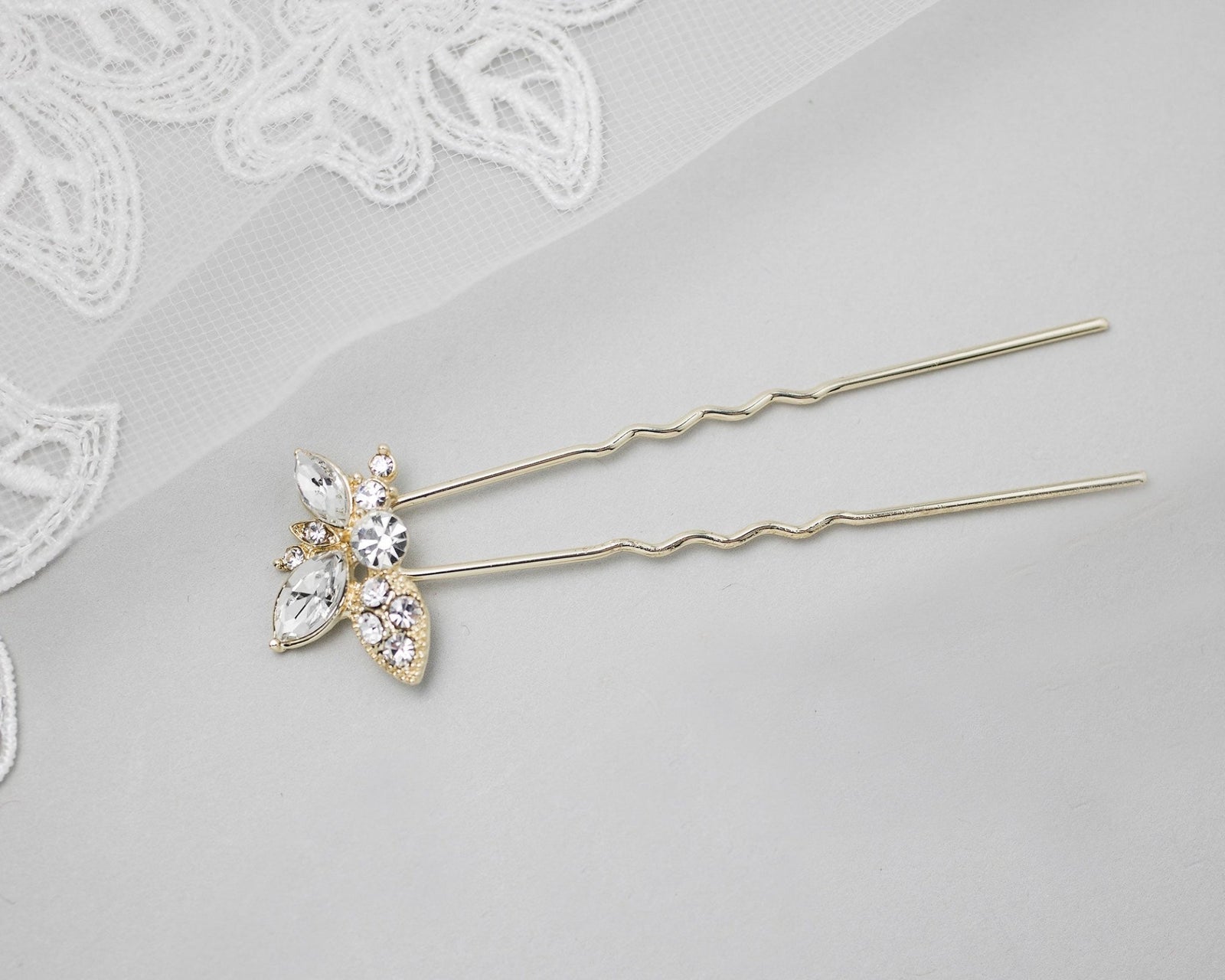 Wedding Hair Pin with Elegant Marquise Jewels - Hair Pins - Cassandra Lynne