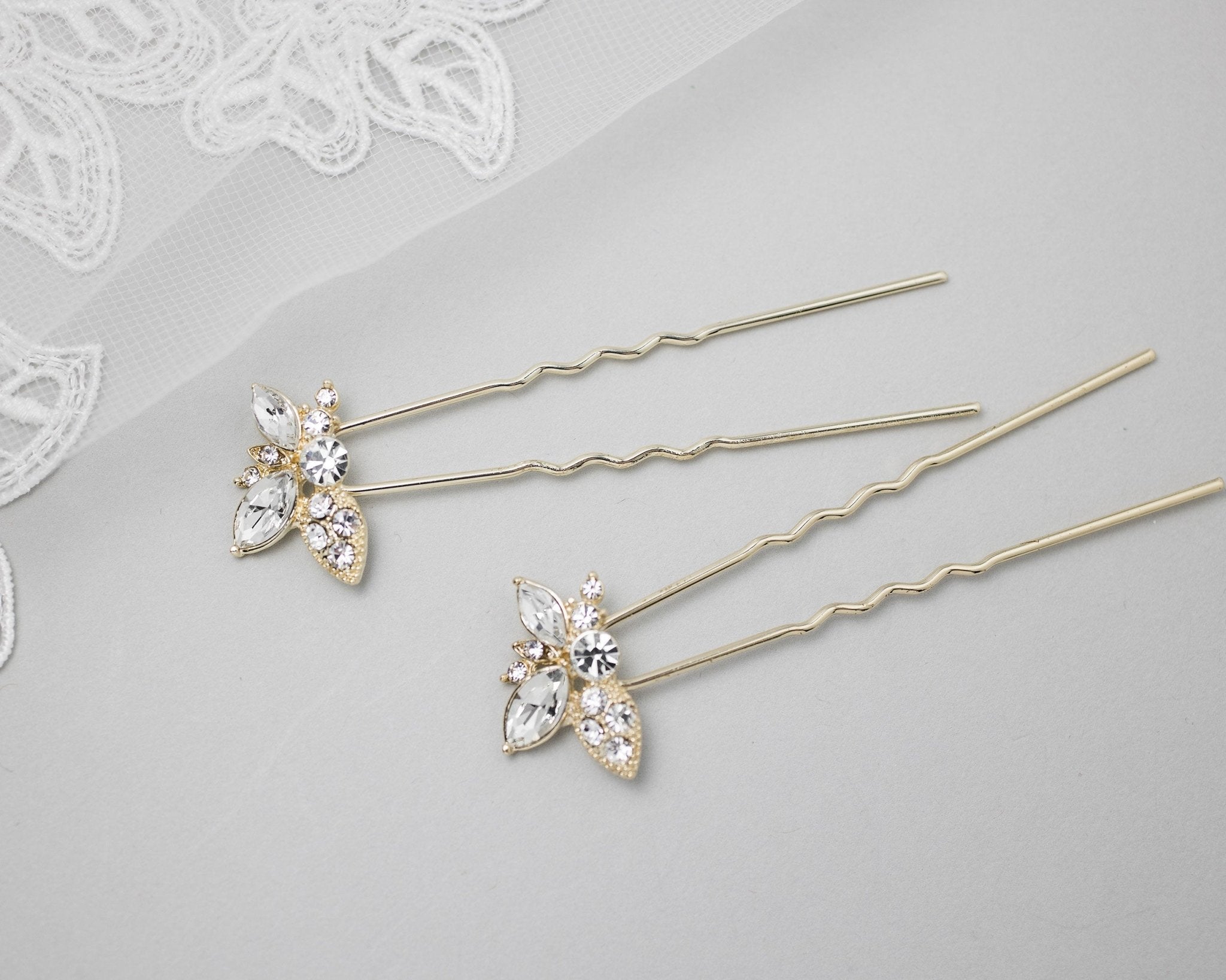 Wedding Hair Pin with Elegant Marquise Jewels - Hair Pins - Cassandra Lynne