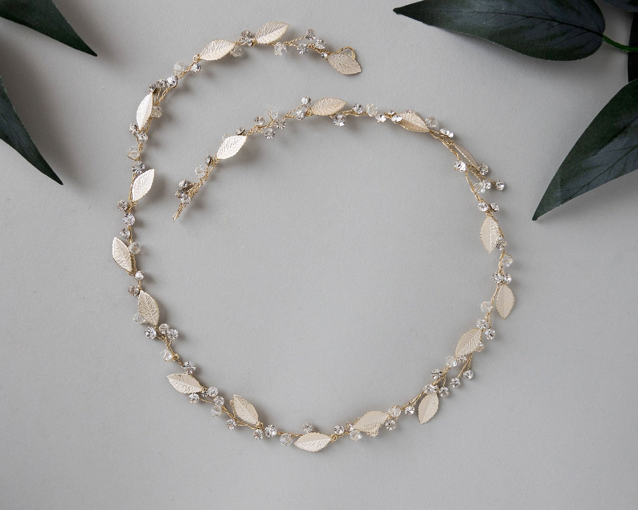 Wedding Hair Vine Halo in Light Gold - Hair Vine - Cassandra Lynne