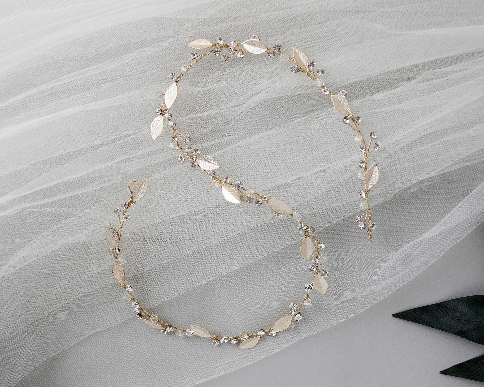 Wedding Hair Vine Halo in Light Gold - Hair Vine - Cassandra Lynne