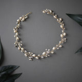 Wedding Hair Vine Headband of Freshwater Pearls and Rhinestones - Hair Vine - Cassandra Lynne