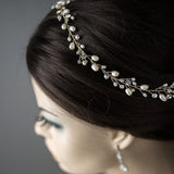 Wedding Hair Vine Headband of Freshwater Pearls and Rhinestones - Hair Vine - Cassandra Lynne