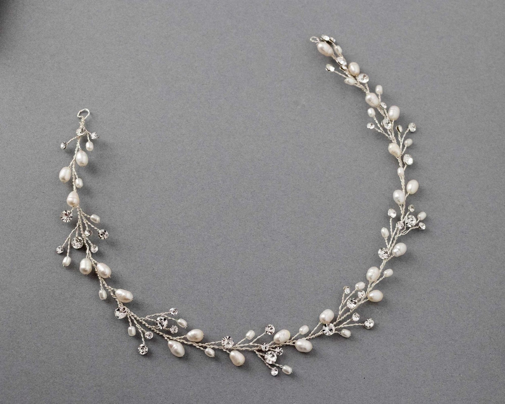 Wedding Hair Vine Headband of Freshwater Pearls and Rhinestones - Hair Vine - Cassandra Lynne