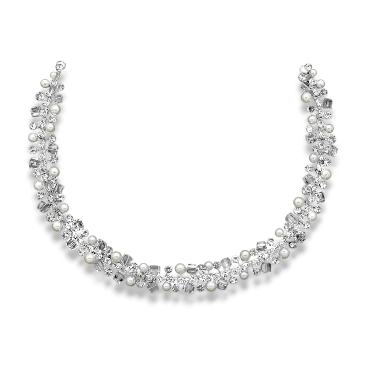 Pearl and Glass Bead Cluster Bridal Headband - Cassandra Lynne
