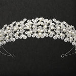 Wedding Headband with Ivory Pearls and Silver Leaves - Headband - Cassandra Lynne