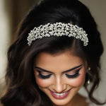 Wedding Headband with Ivory Pearls and Silver Leaves - Headband - Cassandra Lynne