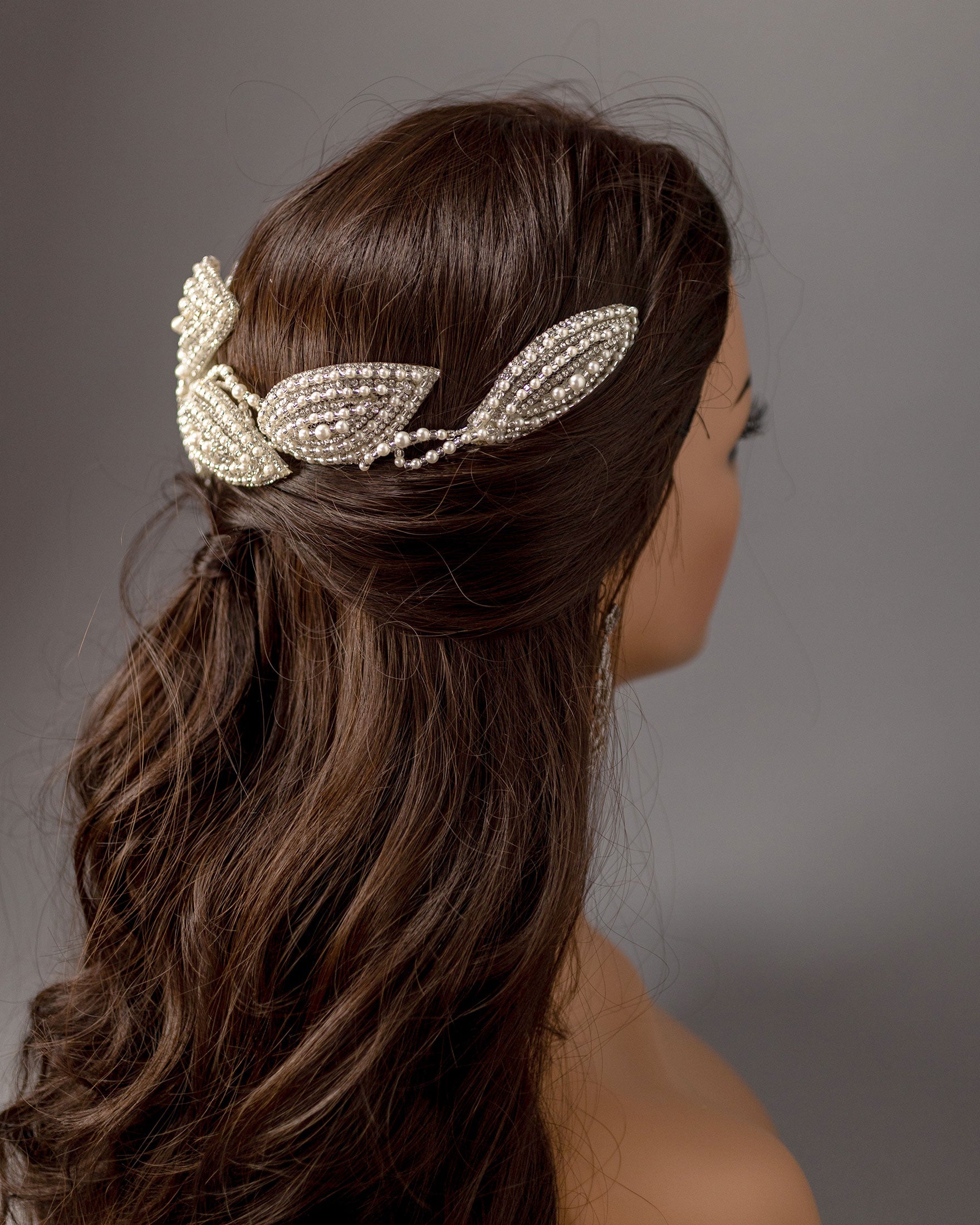 Beaded Wedding Headpiece with Pearls and Jewels