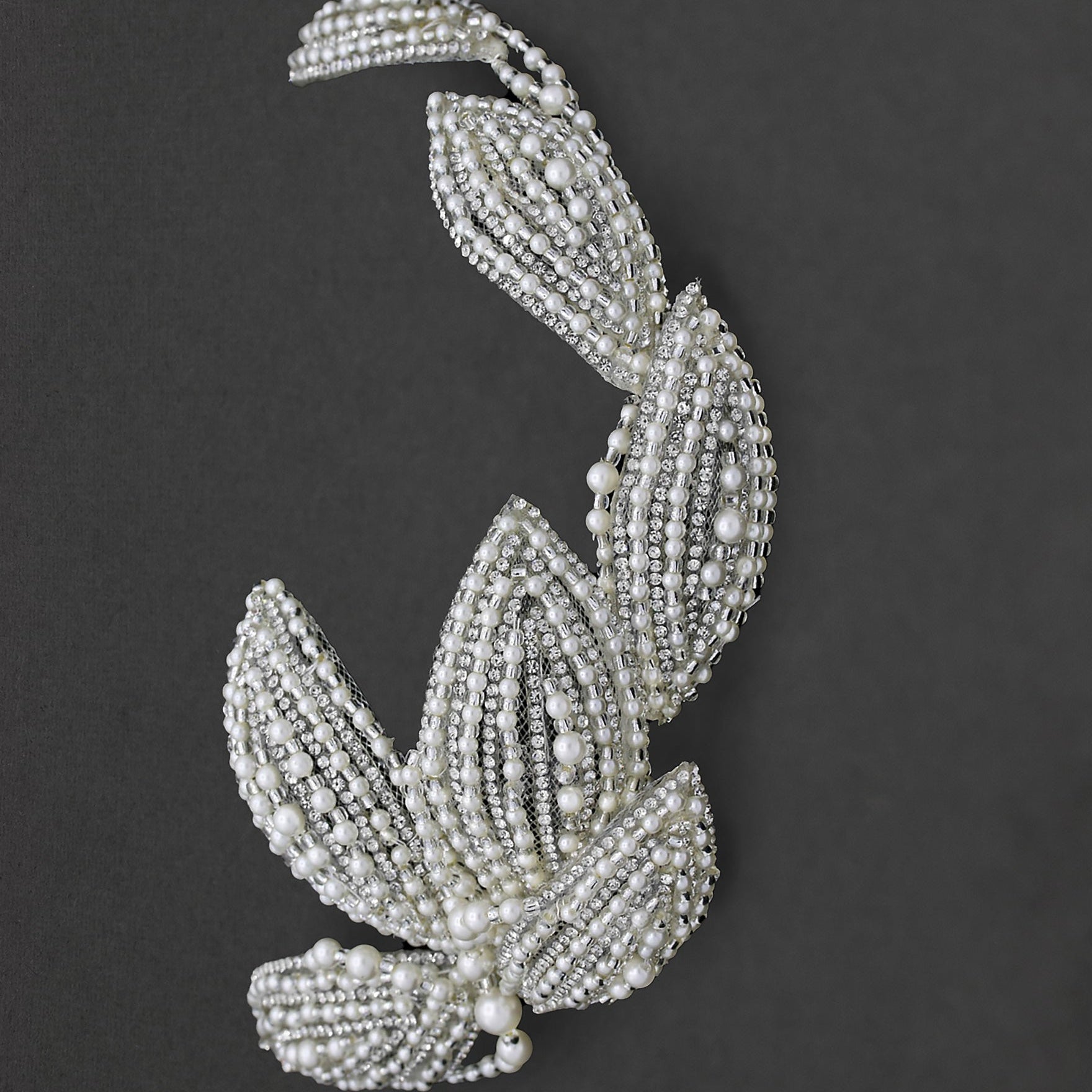 Beaded Wedding Headpiece with Pearls and Jewels