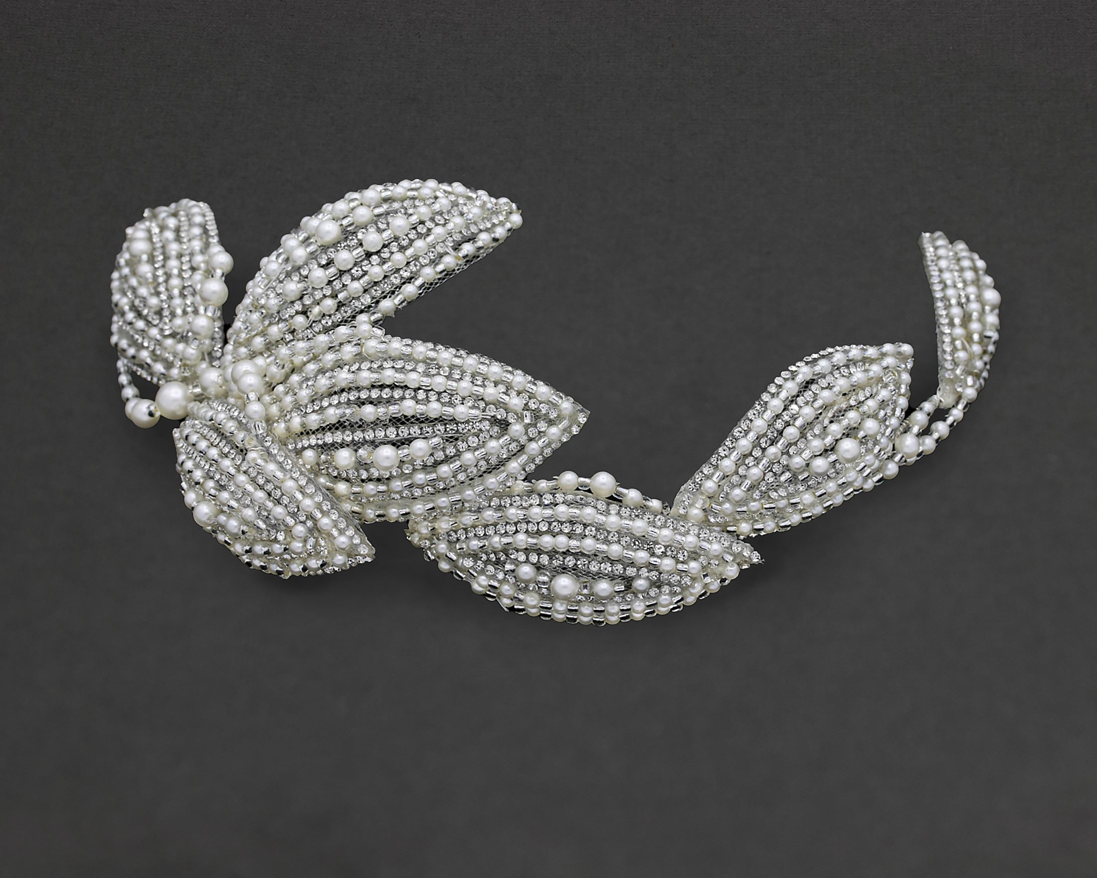 Beaded Wedding Headpiece with Pearls and Jewels