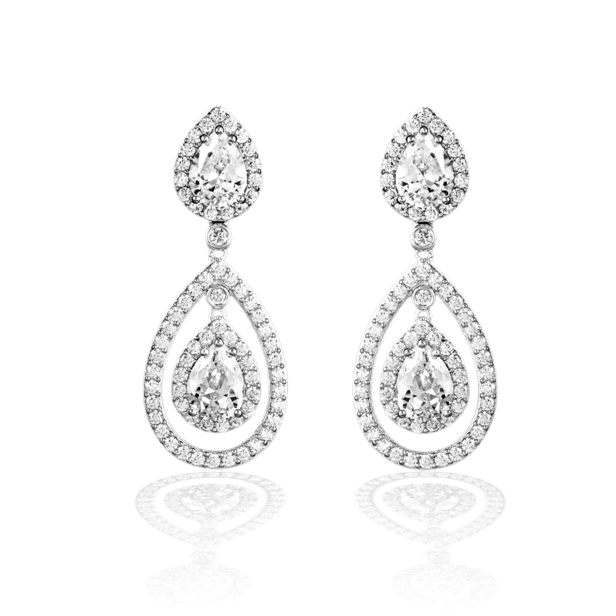 Layered Pave Wedding Earrings or Prom Cassandra Lynne