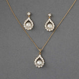 Wedding Jewelry Set of Pearl Drops Necklace - Necklace Set - Cassandra Lynne