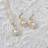 Wedding Jewelry Set of Pearl Drops Necklace - Necklace Set - Cassandra Lynne