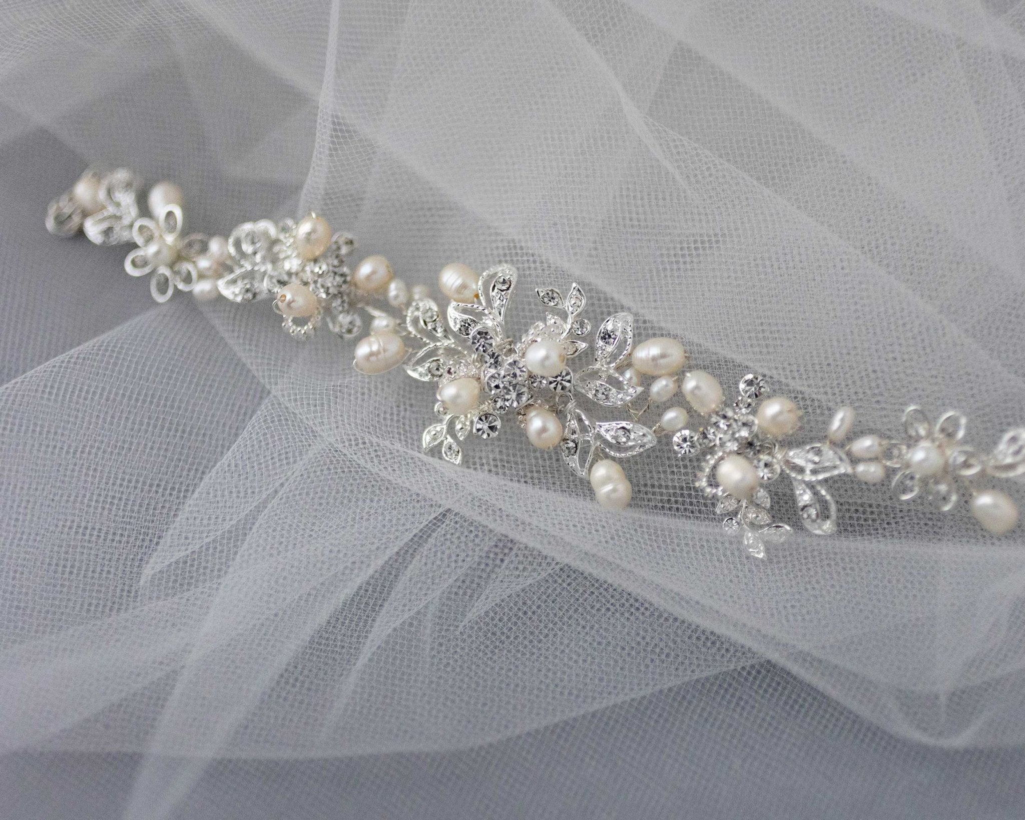 Wedding Pearl Bridal Bracelet with Crystals - Bracelet - Cassandra Lynne