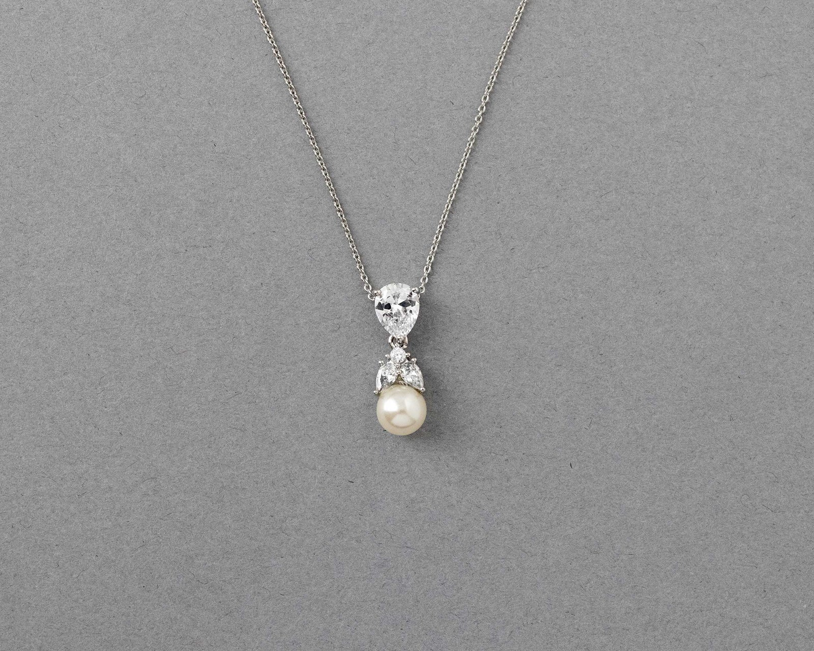 Pearl and Crystal CZ Pendant Necklace Set- Cassandra Lynne