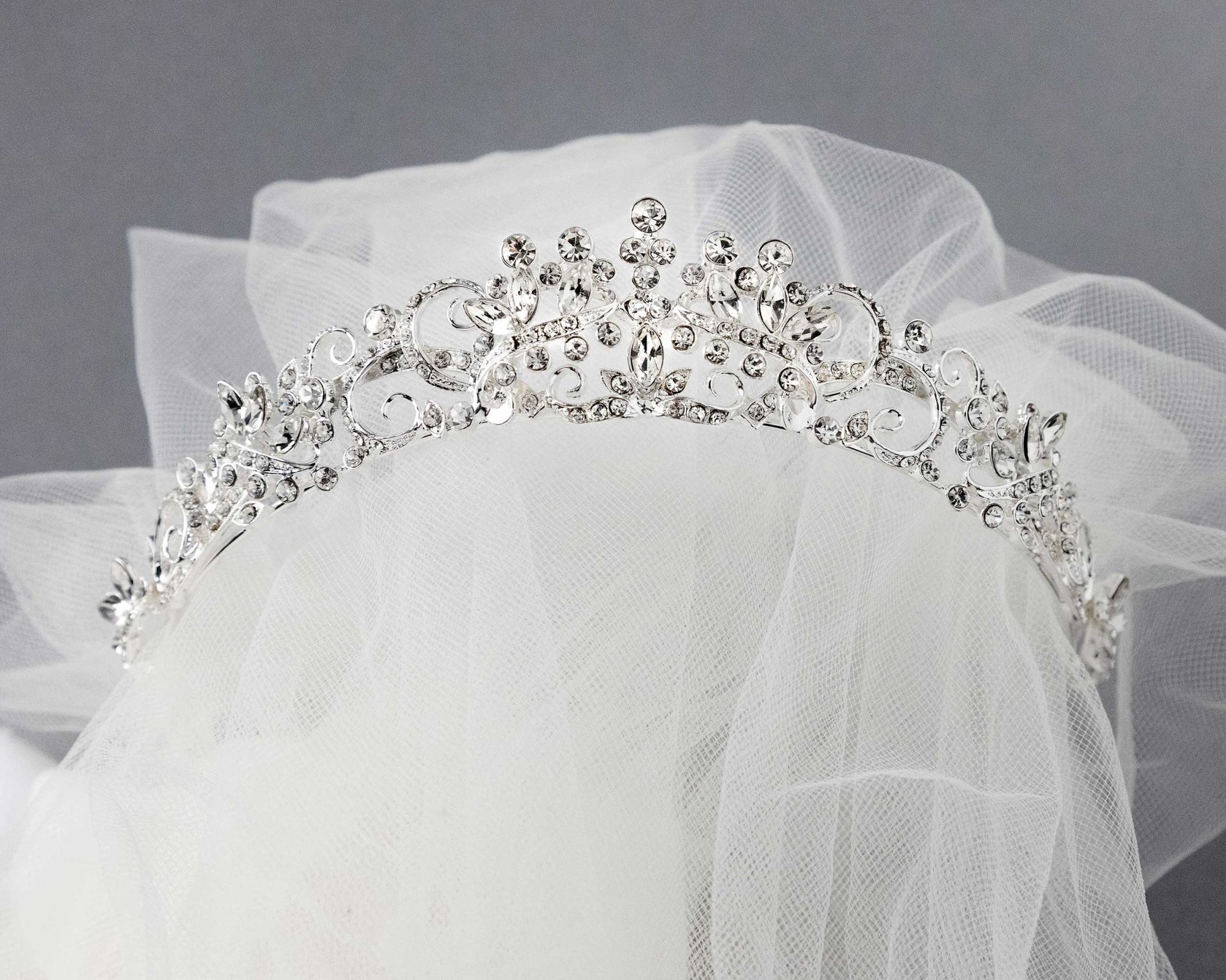 Wedding Tiara of Scrolls and Marquise Jewels - Tiara - Cassandra Lynne