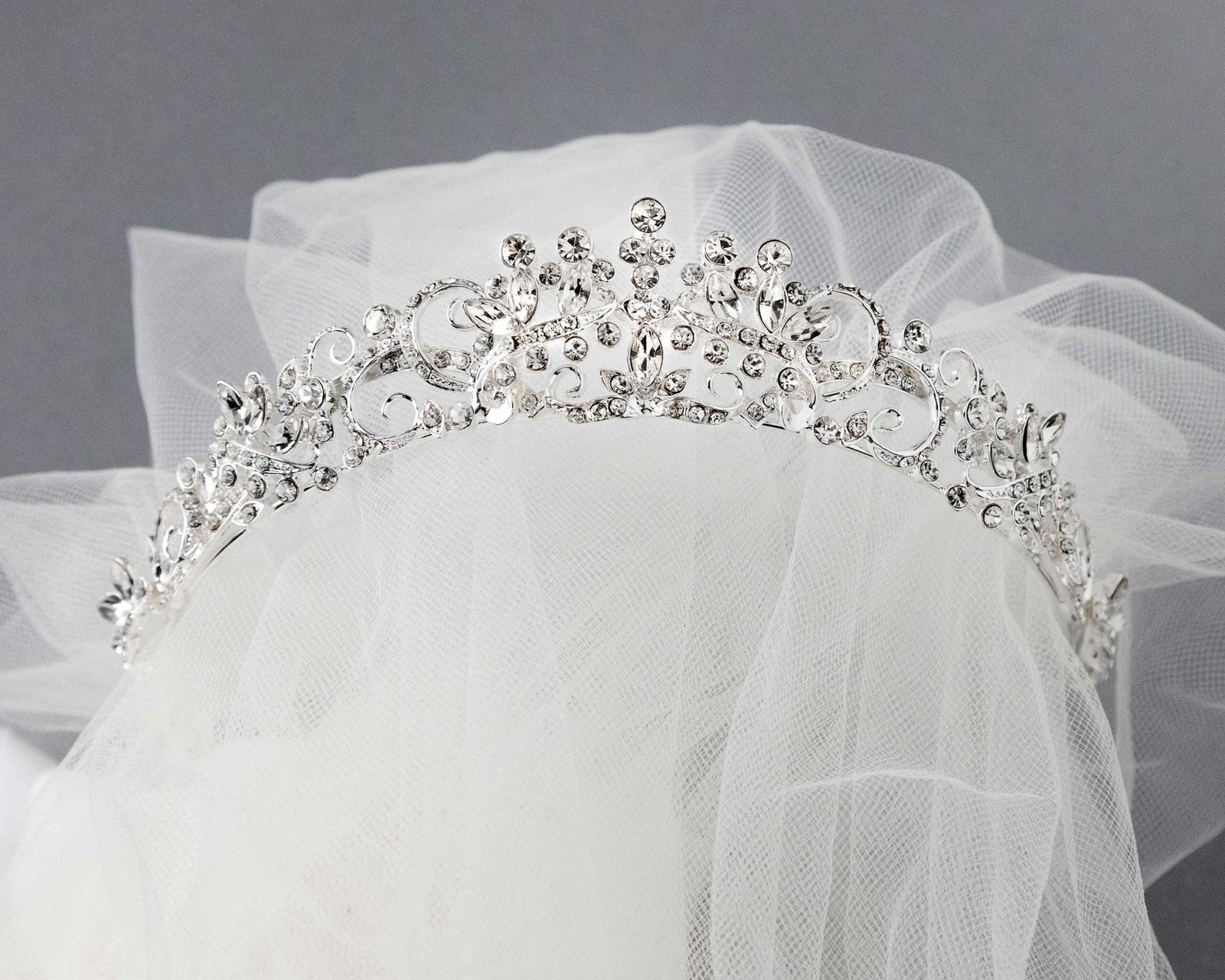 Wedding Tiara of Scrolls and Marquise Jewels - Tiara - Cassandra Lynne