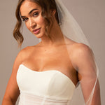 A close up the top portion of the veil