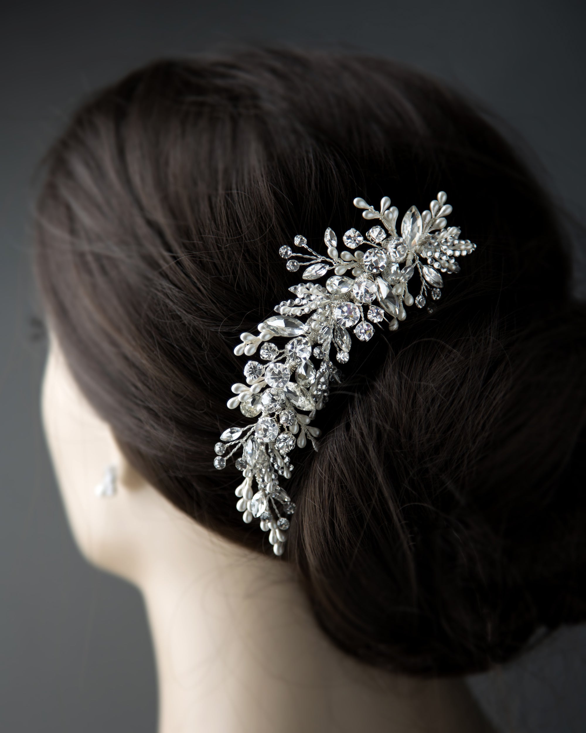 Sparkling Wedding Hair Comb with Pearl Drops - Cassandra Lynne