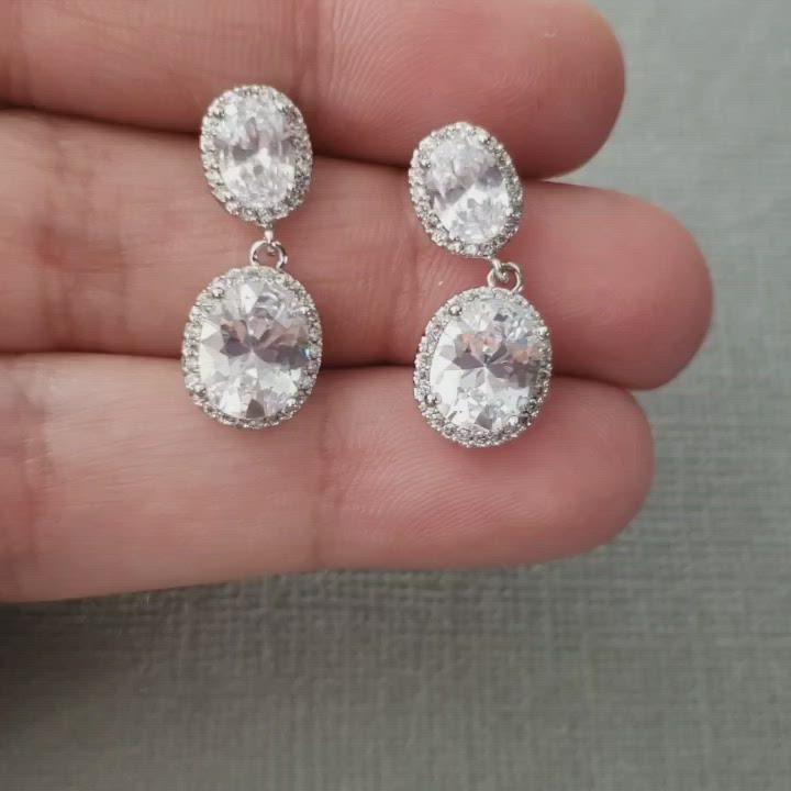 double drop cz earrings