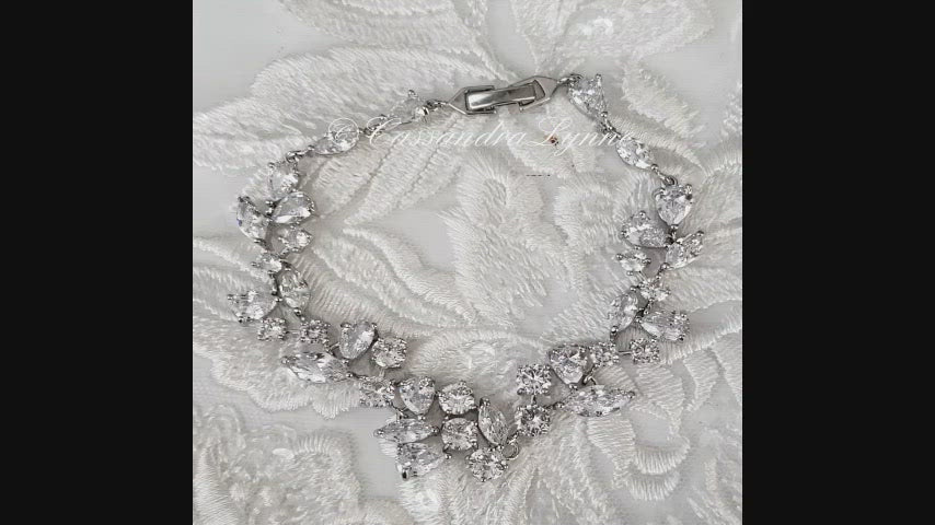 Bridal Bracelet of CZ Teardrop Round Marquise Jewels
