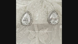 Pave Pear Clip-On Crystal Earrings