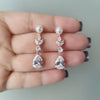 Pearl pear drop CZ earrings for the bride