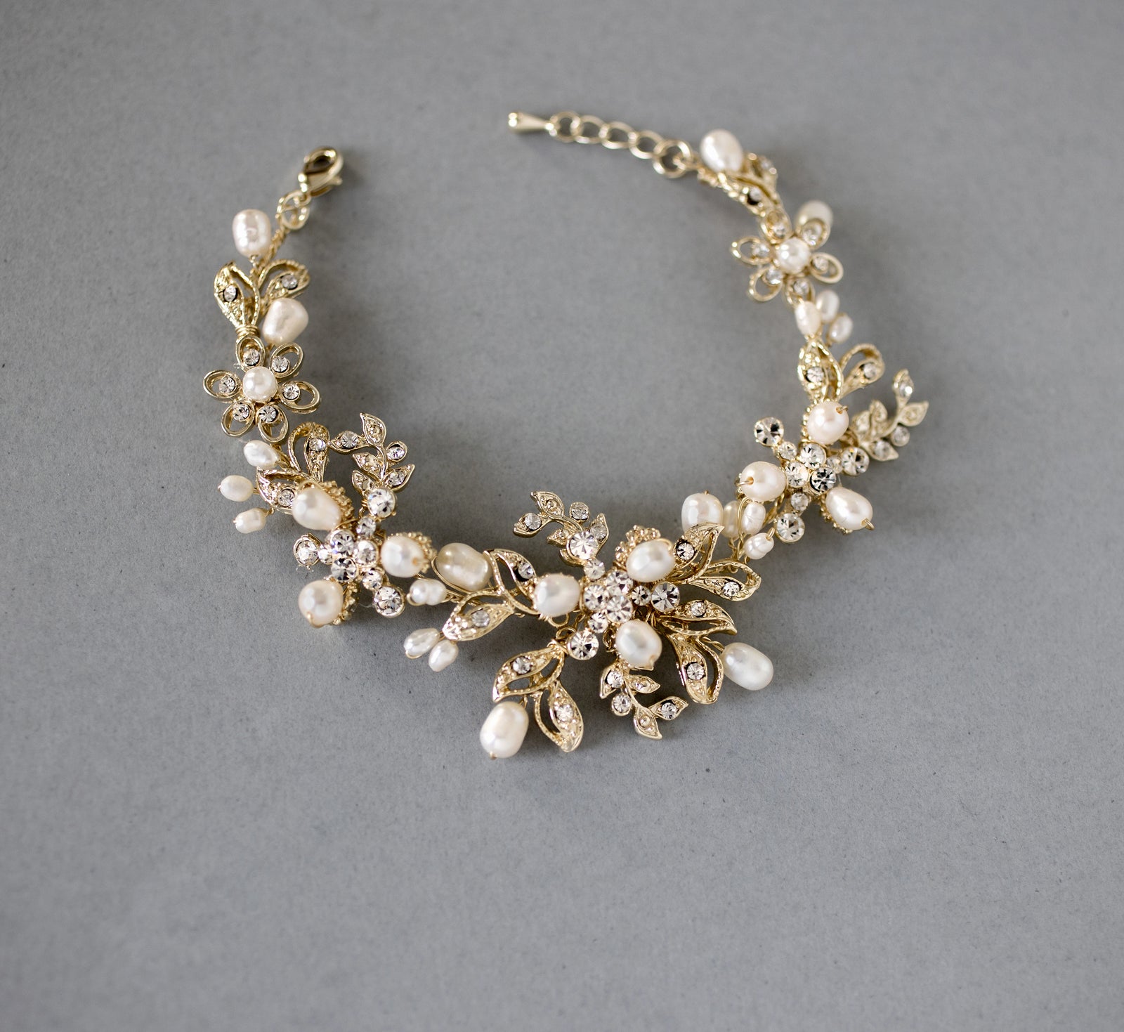 Wedding Pearl Bridal Bracelet with Crystals - Cassandra Lynne