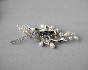 Small Crystal and Pearl Floral Hair Clip