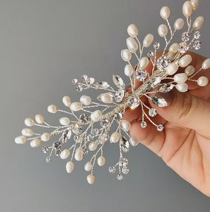 Crystal and Pearl Hair Clip for the Bride