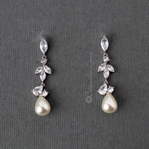 Anna Pearl CZ Bridal Earrings