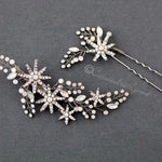Antique Silver Opal Crystal Stars Hair Clip Set - Hair Clips - Cassandra Lynne