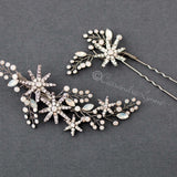 Antique Silver Opal Crystal Stars Hair Clip Set - Hair Clips - Cassandra Lynne