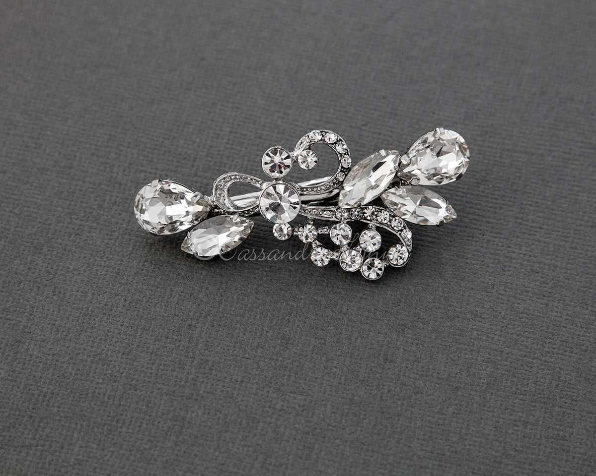 Antique Silver Pear and Marquise Jewel Hair Clip - Cassandra Lynne