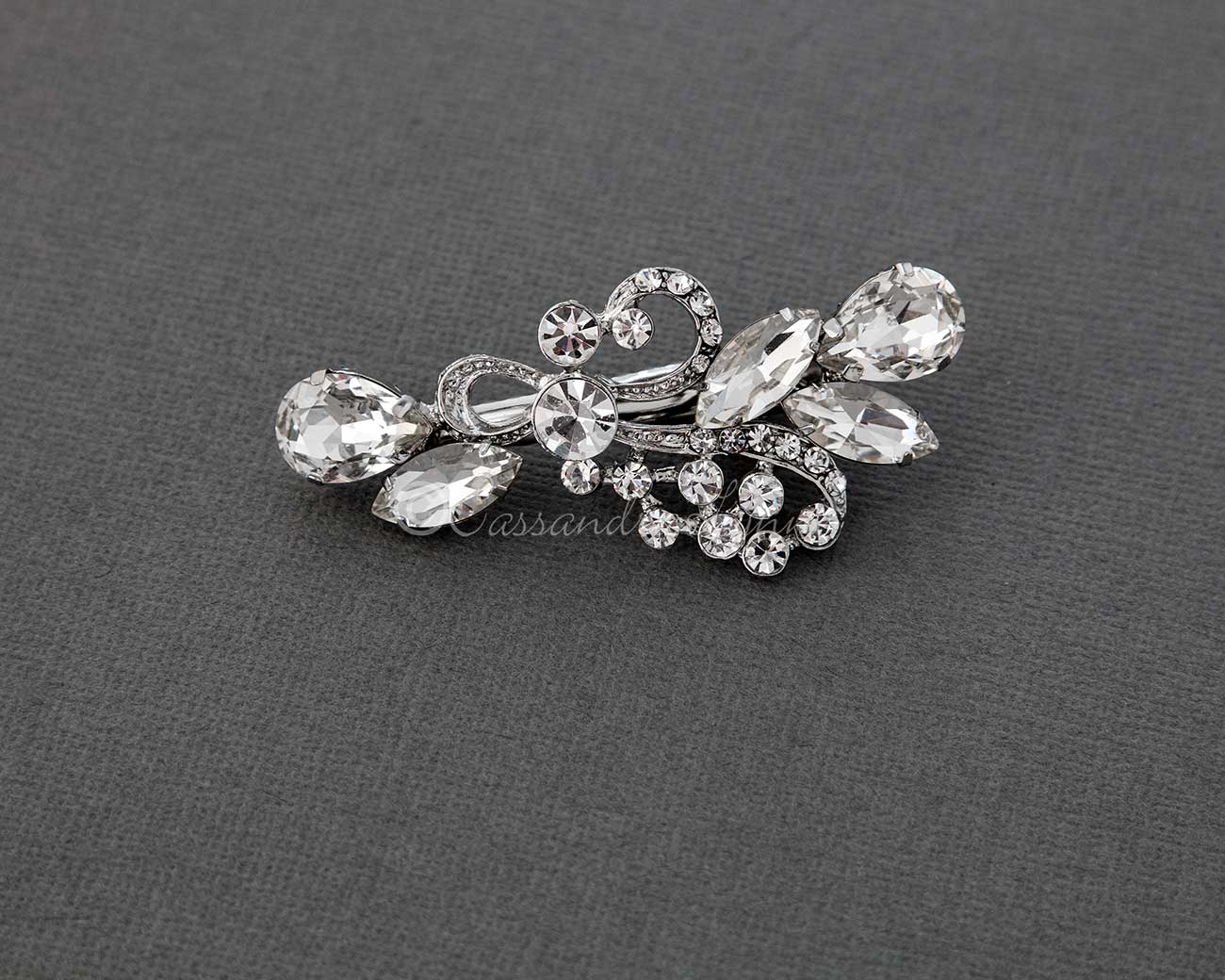 Antique Silver Pear and Marquise Jewel Hair Clip