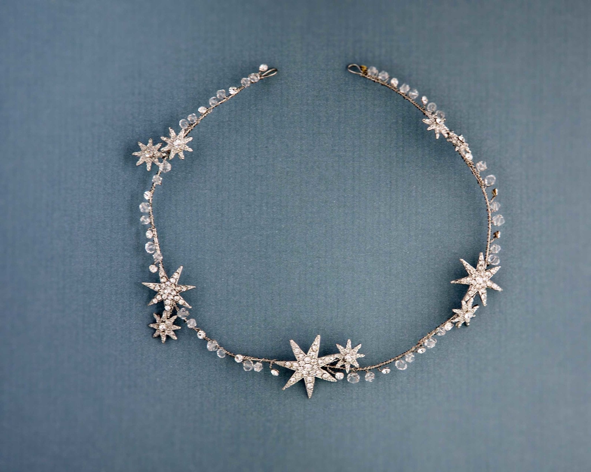 Antique Silver Stars and Crystals Headpiece - Headband - Cassandra Lynne