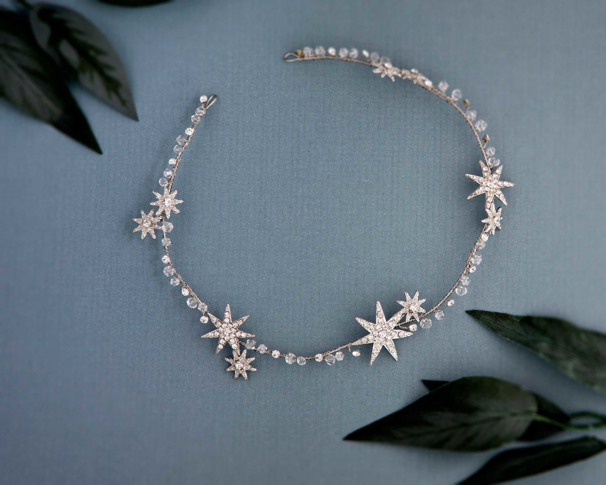 Antique Silver Stars and Crystals Headpiece - Headband - Cassandra Lynne