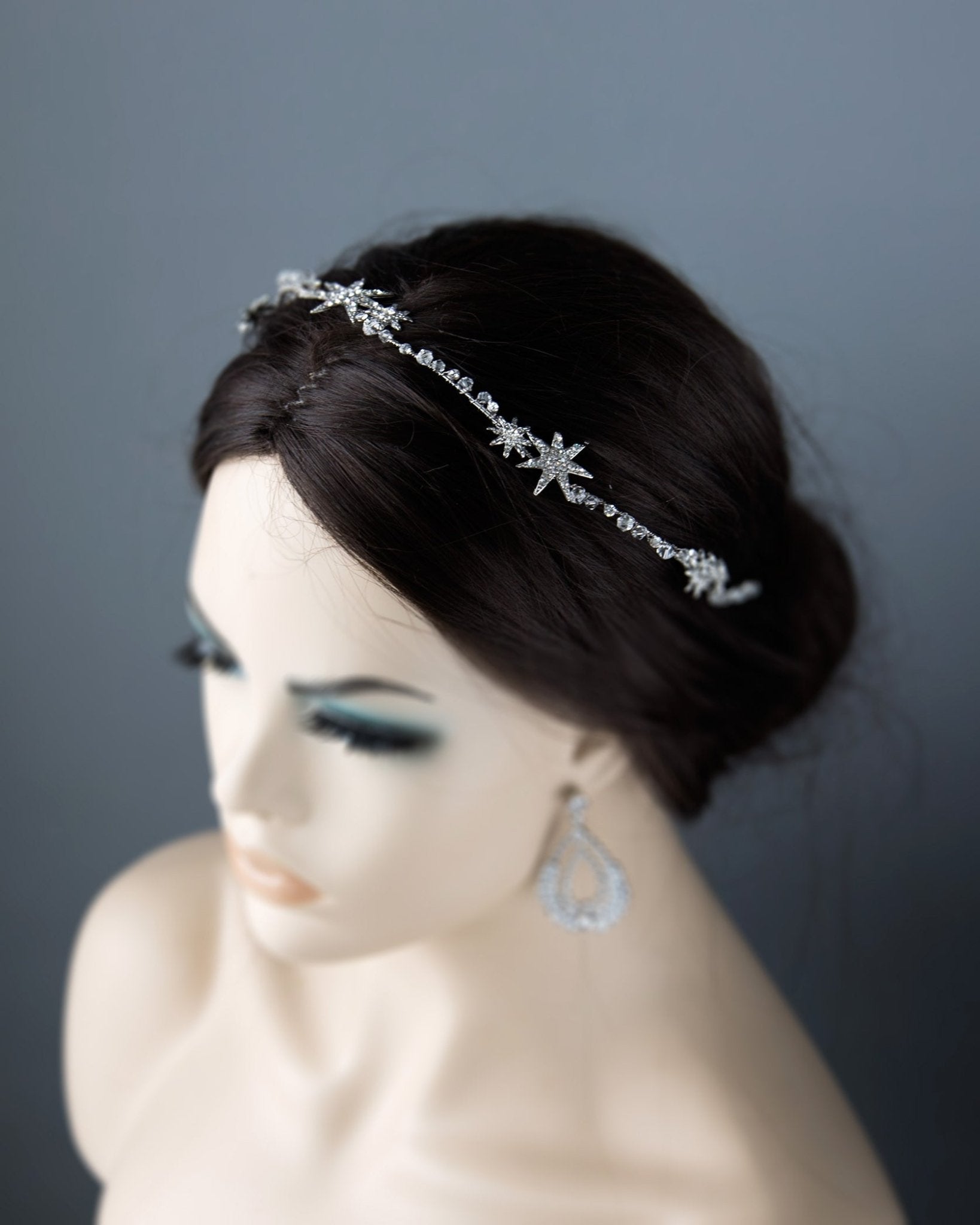 Antique Silver Stars and Crystals Headpiece - Headband - Cassandra Lynne
