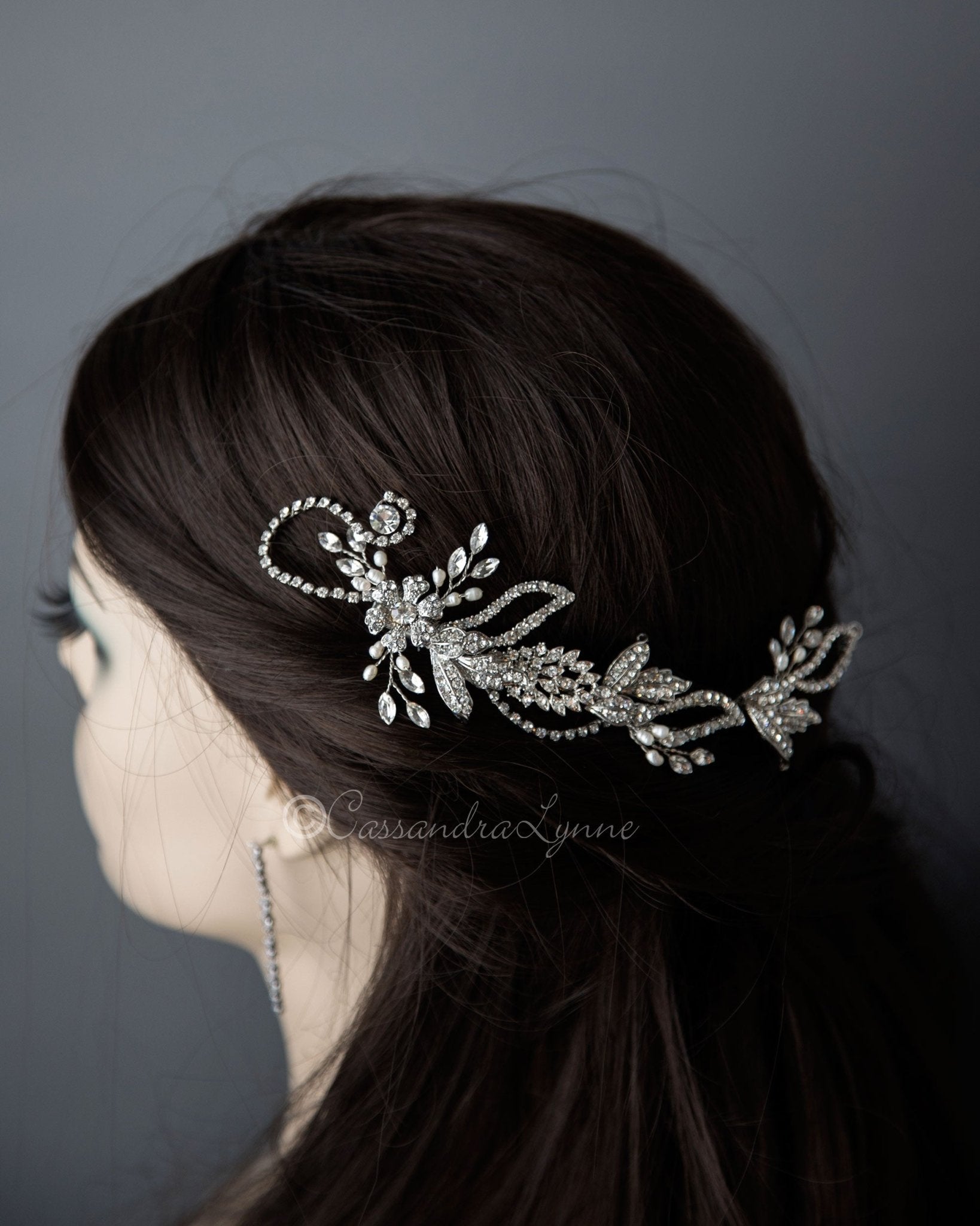 Antique Silver Wedding Hair Clip - Cassandra Lynne