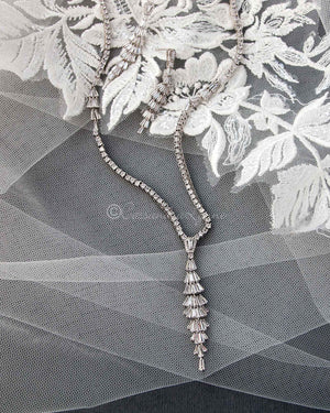 Art Deco Baguettes CZ Bridal Necklace Set