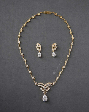 Art Deco CZ Wedding Necklace Set