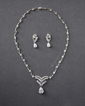 Art Deco CZ Wedding Necklace Set