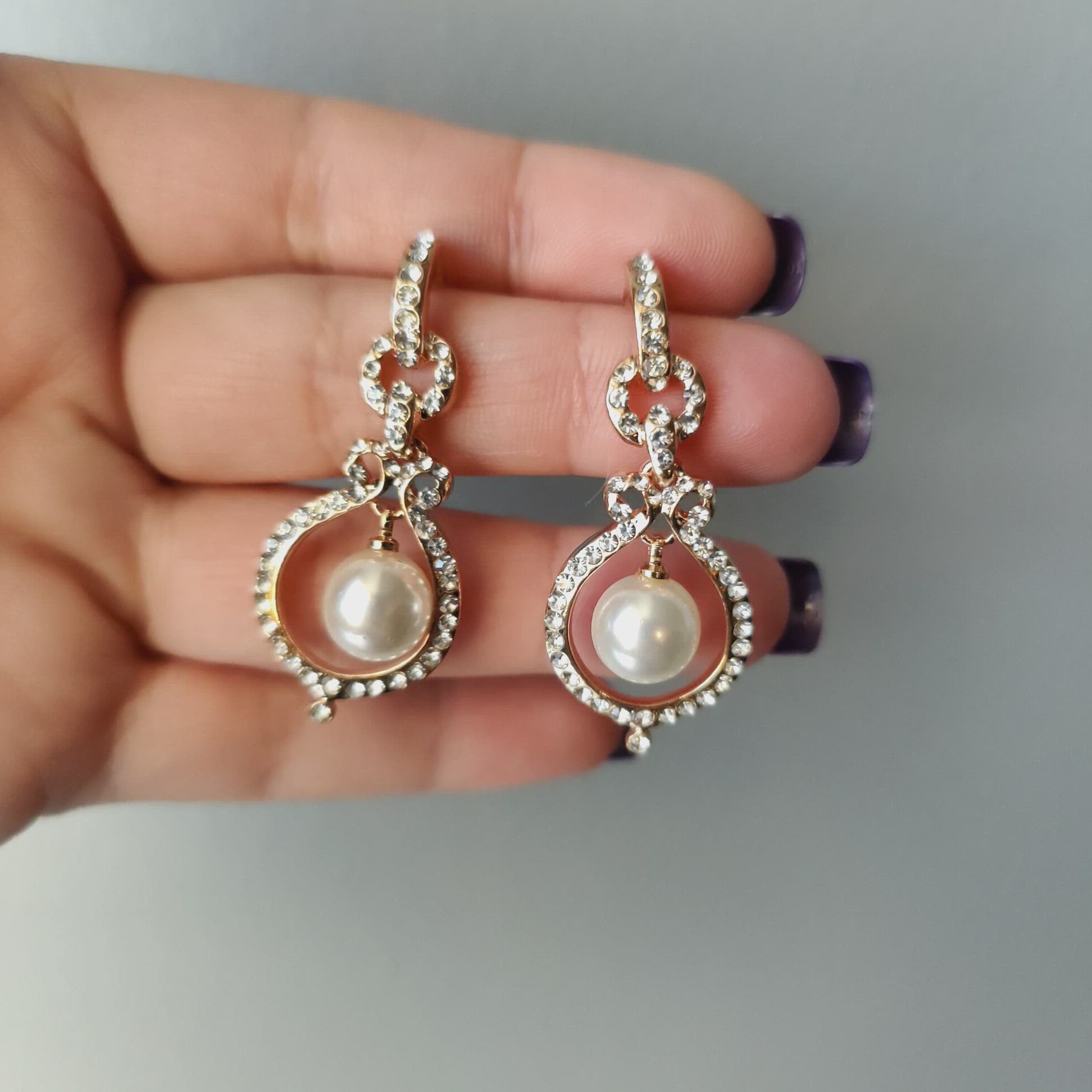 Crystal and Pearl wedding earrings